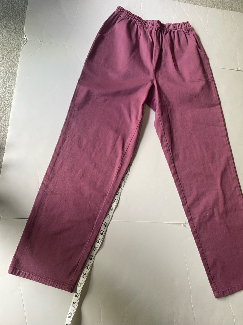 Women's Elastic-Waist Trousers in Mauve Pink
